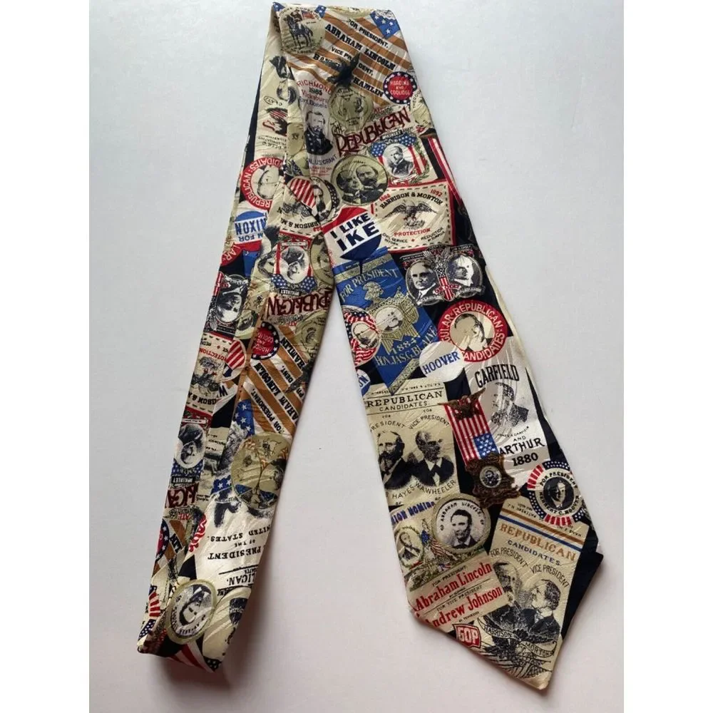 New Republican Political Neck Tie Handmade 100% Silk USA America Trump Support - Picture 6 of 7